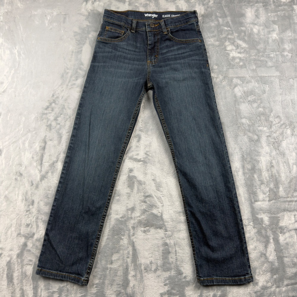Wrangler Classic Straight Leg Jeans Dark Wash Denim Blue 26.5x27